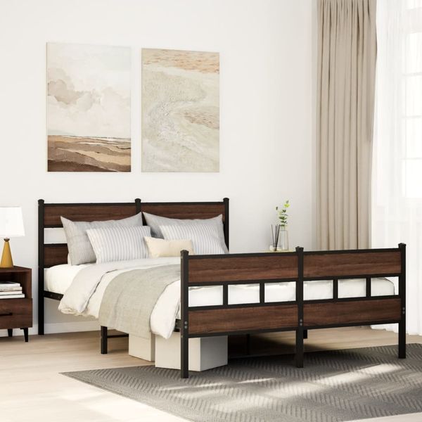 vidaXL Metallbett ohne Matratze Braun Eichen-Optik 160x200 cm 3308477