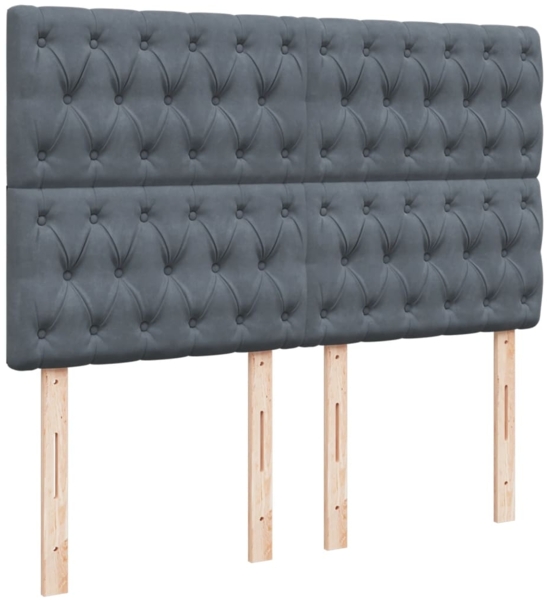 vidaXL Boxspringbett mit Matratze Dunkelgrau 140x190 cm Samt 3294641 Bild 8