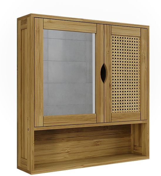 Badspiegelschrank Liora Bambus 56 x 58 cm mit Spiegel Vicco