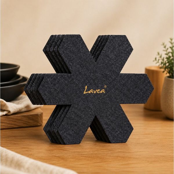 Lavea Pfannenschoner Topfschoner 5er & 10er-Set aus Filz – Dunkelgrau, 38 cm, 3 mm Dicke, Zubehör für alle Töpfe oder Pfannen geeignet, 5-tlg, Topfuntersetzer und Stapelschutz für Töpfe und Pfannen