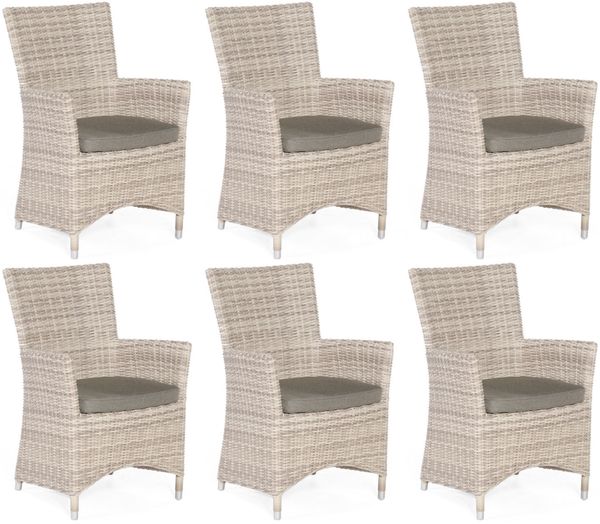 Sonnenpartner 6er-Set Garten-Sessel Ikarus Aluminium mit Polyrattan white-coral Gartenstuhl