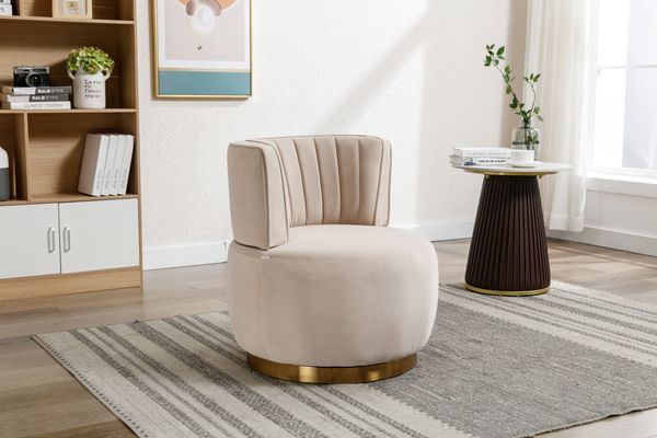 Stuhl 62,5x62x69,5 cm, Samtbezug, 360° drehbar, gepolstert,Beige