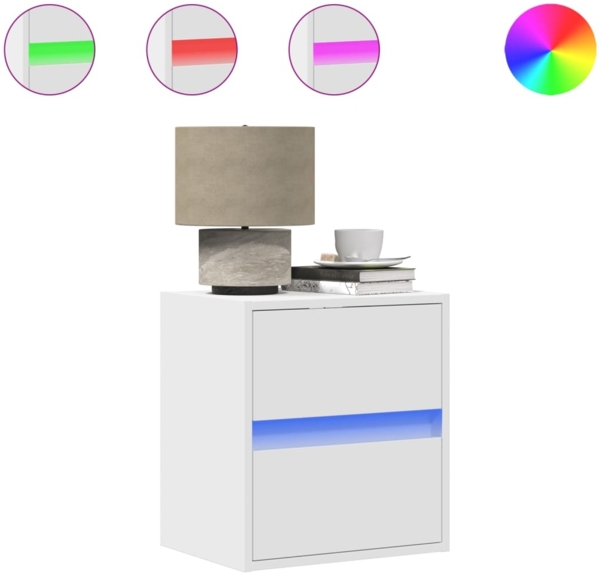 vidaXL Wand-Nachttische mit LED-Leuchten 2 Stk. Weiß 3307962