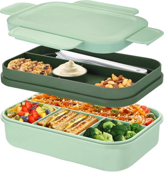 Lunchbox für Erwachsene 2000ml Bento Box mit Besteck Grün