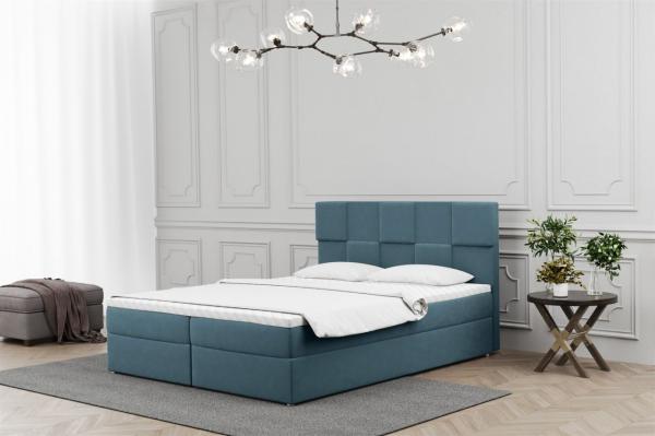 Boxspringbett Schlafzimmerbett JOLIE 120x200cm in Stoff Matt Velvet Blaugrau