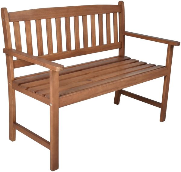 Gartenbank METZ 2-Sitzer - 110cm Breit, Eukalyptus, Natur | Terrassenbank Wetterfest Sitzbank Outdoor Bank