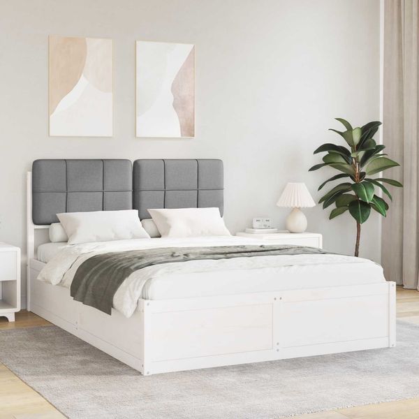 vidaXL Bettgestell mit gepolstertem Kopfteil Hellgrau 135 x 190 cm 3398208