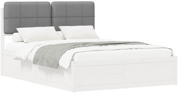 vidaXL Bettgestell mit gepolstertem Kopfteil Hellgrau 135 x 190 cm 3398208 Bild 2