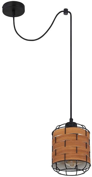 Hängelampe, Gitter, Holzoptik, höhenverstellbar, H 200 cm