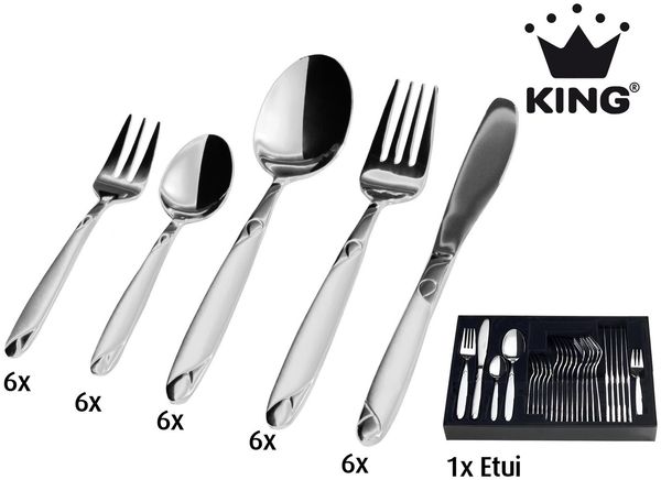KING Besteck-Set »Kochmann« (31-tlg), 6 Personen, Edelstahl 18/0, 2,5 mm, Edelstahl 18/0, inkl. Besteck-Etui, für 6 Personen