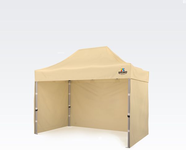 Profi-Faltpavillon sturmfest 2x3m ALU EXCLUSIVE (3 Wände) - mit 3 Wänden - Beige