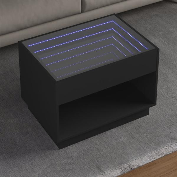 vidaXL Couchtisch mit Infinity-LED Schwarz 70x50x50 cm 847659