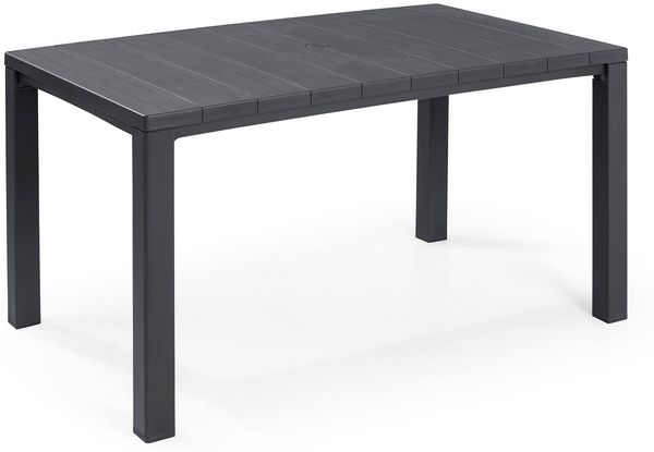 Dmora Gartentisch Listowel, Picknickbasis, Garten-Esstisch, Mehrzweck-Außenbank, 147x90 h75 cm, Anthrazit
