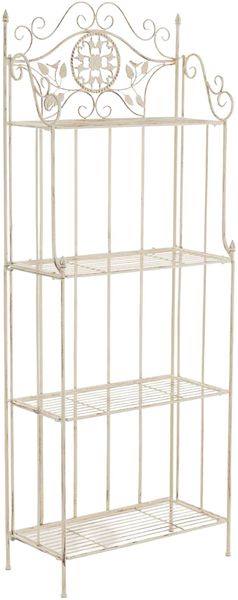 CLP Pflanzenregal Metall klappbar Flora, Blumenregal 4 Ebenen, Standregal,antik-creme