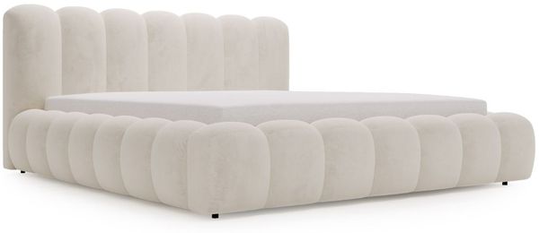 GRAINGOLD Averia Polsterbett 120x200, Doppelbett mit Kopfteil, Bettkasten, Velour-Stoff, Beige Bild 2