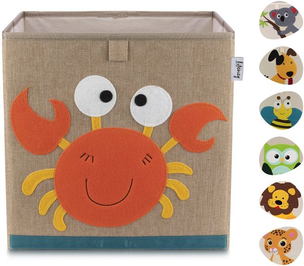 LIFENEY Aufbewahrungsbox mit Krebs Motiv I Spielzeugbox mit Tiermotiv passend für Würfelregale I Ordnungsbox für das Kinderzimmer I Aufbewahrungskorb Kinder