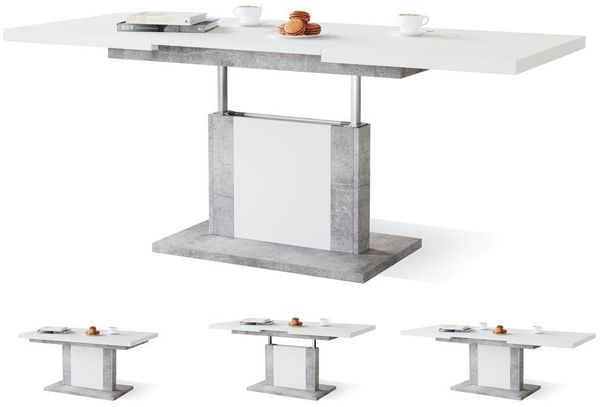 designimpex Couchtisch Design Orion stufenlos höhenverstellbar ausziehbar Esstisch