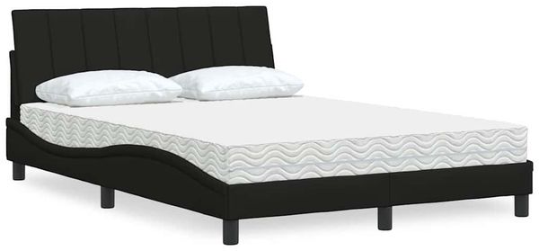vidaXL Bett mit Matratze "Hanko" Schwarz 140x200 cm Stoff 3310533