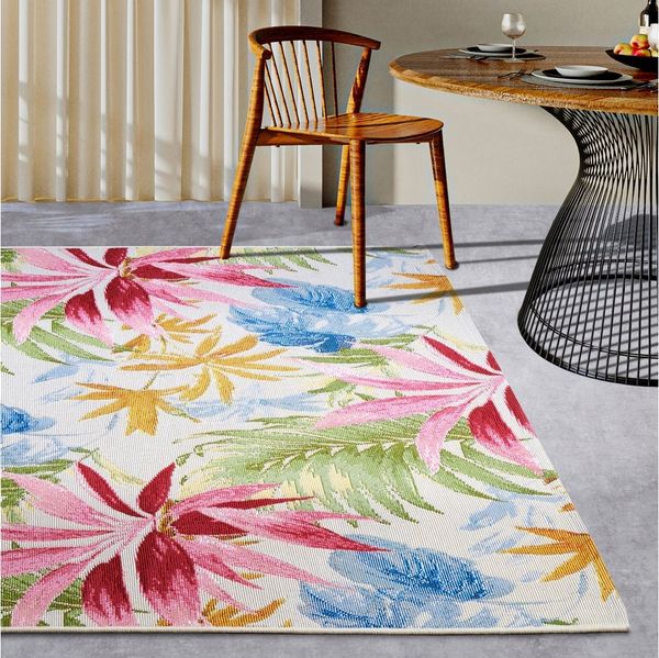 Villeroy & Boch Outdoorteppich Victor, rechteckig, Höhe: 3 mm, Outdoor, Flachgewebe, wetterfest, Balkon, Garten, floral, Terrasse