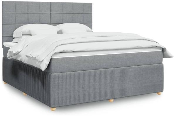 vidaXL Boxspringbett mit Matratze Hellgrau 180x200 cm Stoff 3294435