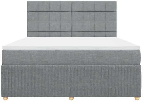 vidaXL Boxspringbett mit Matratze Hellgrau 180x200 cm Stoff 3294435 Bild 6