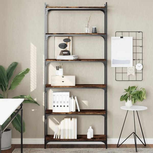 vidaXL Bücherregal 6 Böden Räuchereiche 80x30x188 cm Holzwerkstoff 837684
