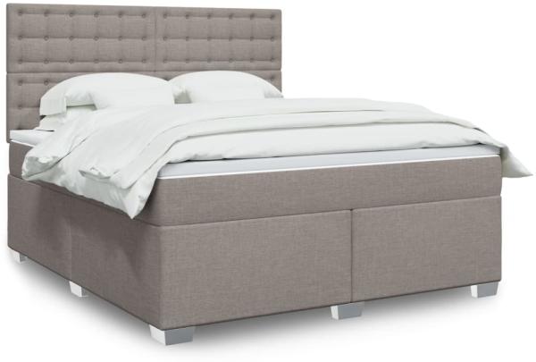 vidaXL Boxspringbett mit Matratze Taupe 180x200 cm Stoff 3292885