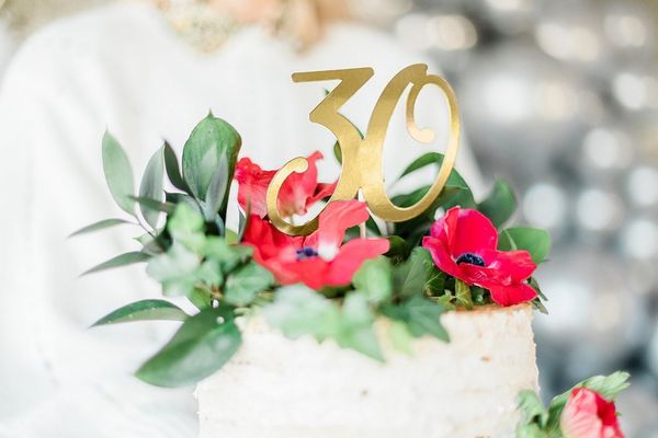 partydeco Tortenstecker, Cake Topper "30" gold 20,5cm