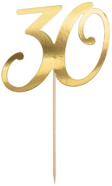partydeco Tortenstecker, Cake Topper "30" gold 20,5cm
