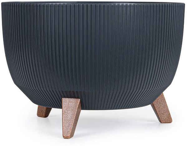KONZEPT Blumentopf mit Füßen – großer Blumenkübel aus Kunststoff, runde Pflanzschale, 40 oder 47cm, modern & wetterfest, für Innen und Außen