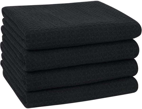 4er Set VIVOTE Mikrofaser Geschirrtücher Schwarz 40x60cm - Weich & Saugfähig