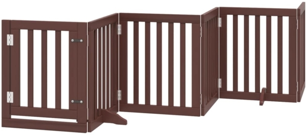 vidaXL 6-tlg. Hundetor mit Tür Faltbar Braun 300 cm Pappelholz 352261