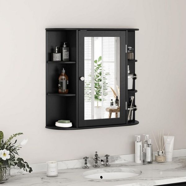 KOMFOTTEU Spiegelschrank Badschrank Hängeschrank,66 x 17 x 63 cm