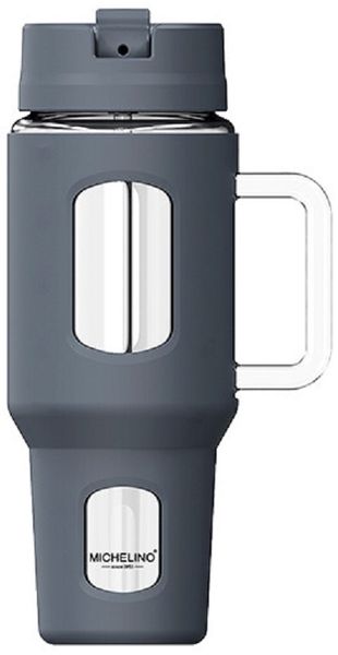 Praktische Glas Trinkflasche To Go Wasserflasche -– Ideal für Ihr tägliches Getränk Grau 1,2 Liter