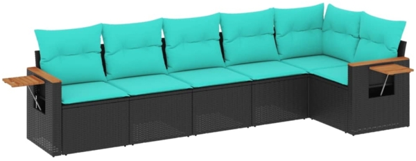 vidaXL 6-tlg. Garten-Sofagarnitur mit Kissen Schwarz Poly Rattan 3226827
