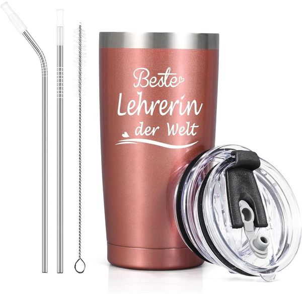 Livole Beste Lehrerin der Welt Thermobecher 600ml Roségold