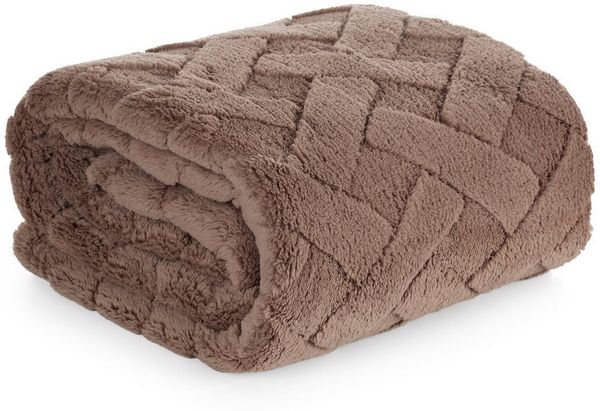 Wohndecke CARO Design91 Karierte Kuscheldecke ideales Geschenk Weiche warme Decke 220x200 cm braun