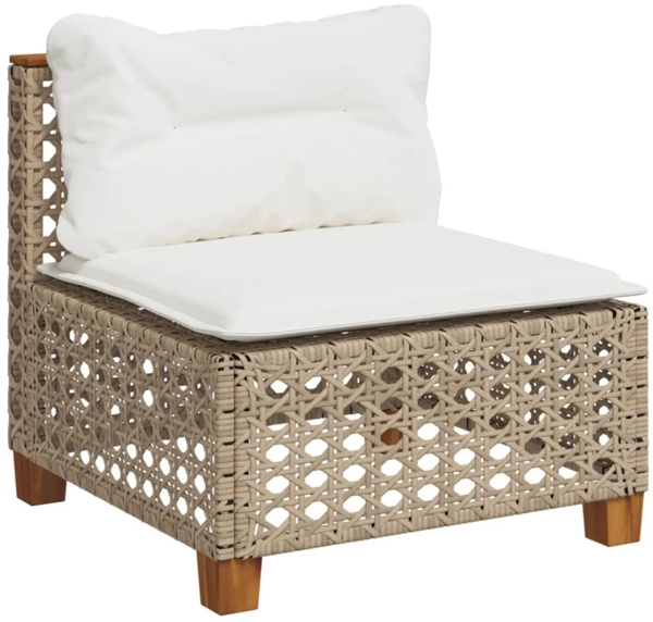vidaXL Gartensofa ohne Armlehnen mit Kissen Beige Poly Rattan 365928