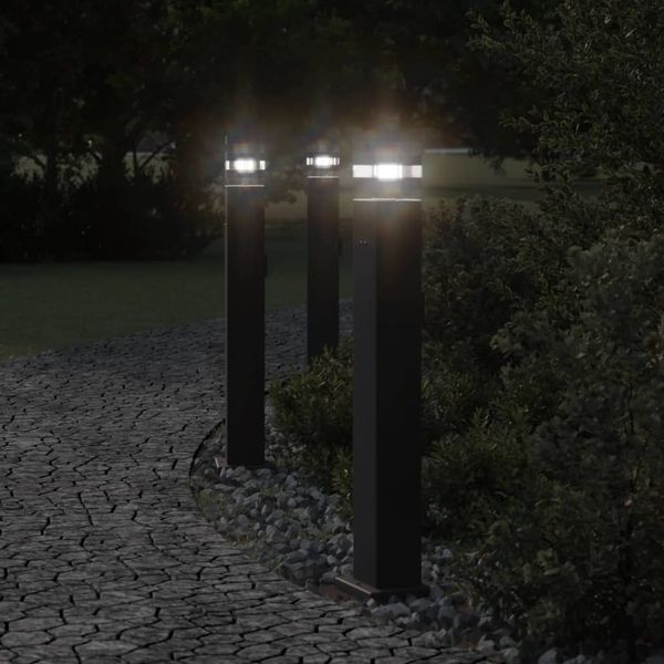 vidaXL Wegeleuchte mit Steckdose Schwarz 80 cm Aluminium 4006407