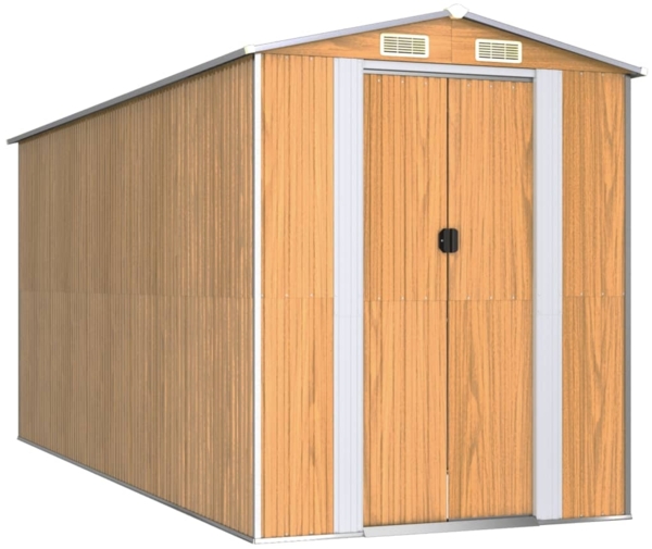 vidaXL Geräteschuppen Hellbraun 192x440x223 cm Verzinkter Stahl 3147474