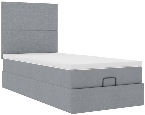 vidaXL Ottoman-Bett mit Matratze & LEDs Hellgrau 90x190 cm Stoff 3313885 Bild 7