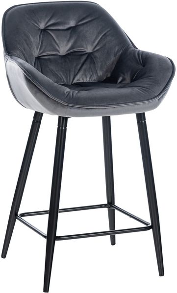 Barhocker KUTOR - Samt Dunkelgrau 54x57.5x93.5 cm | Barstuhl Mit Lehne Tresenhocker Tresenstuhl Kneipenhocker Kneipenstuhl