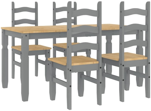 vidaXL 5-tlg. Essgruppe Panama Grau Massivholz Kiefer 3345204