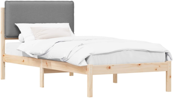 vidaXL Bettgestell mit gepolstertem Kopfteil Hellgrau 90 x 190 cm 877874