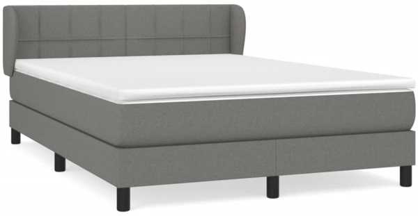 vidaXL Boxspringbett mit Matratze Dunkelgrau 140x190 cm Stoff, Härtegrad: H2 [3126238]