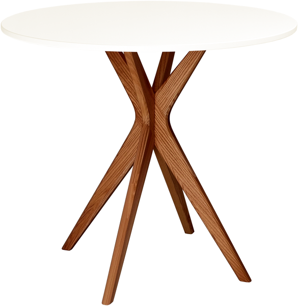 Ragaba runder Esstisch, MDF / Beine aus Massivem Eschenholz in Eiche, Weiß, Ø 80 cm