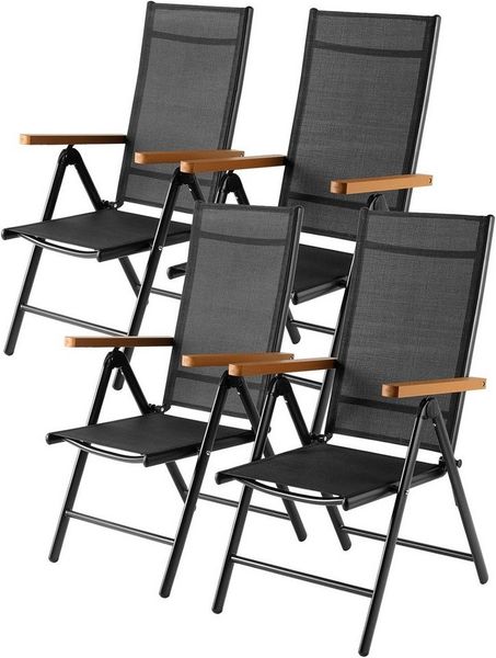 TLGREEN Gartenstuhl Hochlehner, 2/4er Set Balkonstuhl,Klappstuhl,Campingstühle (4 St), klappbar, 7-Fach verstellbare, wetterfest, aus Aluminium, Bis 120kg