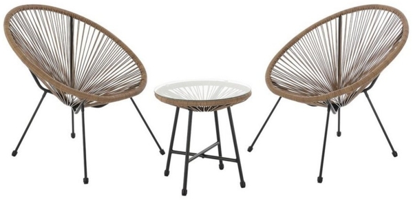 SVITA Bali Balkon-Möbel 3-TLG. Polyrattan Lounge-Set Balkon-Set Braun