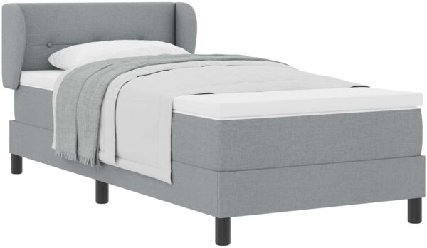 vidaXL Boxspringbett mit Matratze Hellgrau 90 x 190 cm Stoff 3339996