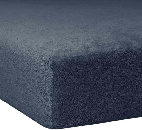 Traumschlaf Flausch Biber Boxspring Matratzen Spannbettlaken|90x190 cm - 100x200 cm| marine